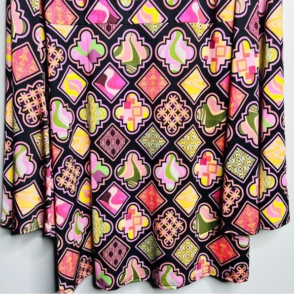 ASOS Curve Size 14 Retro Print V-Neck Flare Sleeve Mini Dress NEW - Picture 8 of 10